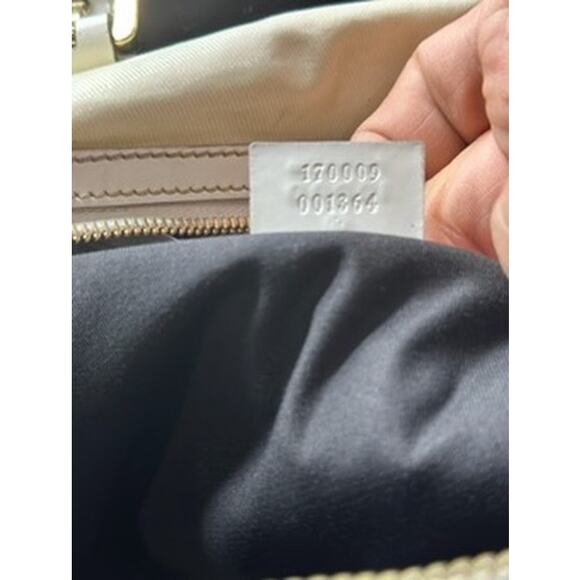 Gucci Web Britt Dialux Cream Leather Boston Bag*GG LOGO*Red Green Stripes! - Picture 16 of 16